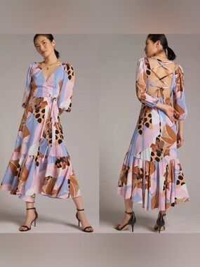 Anthropologie Hutch Bloom Wrap Midi Dress Size XS Petite